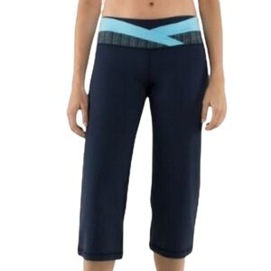 Lululemon Dharana Crop Pants Ink Well Blue Moon Stretch Draw Cord Legs‎